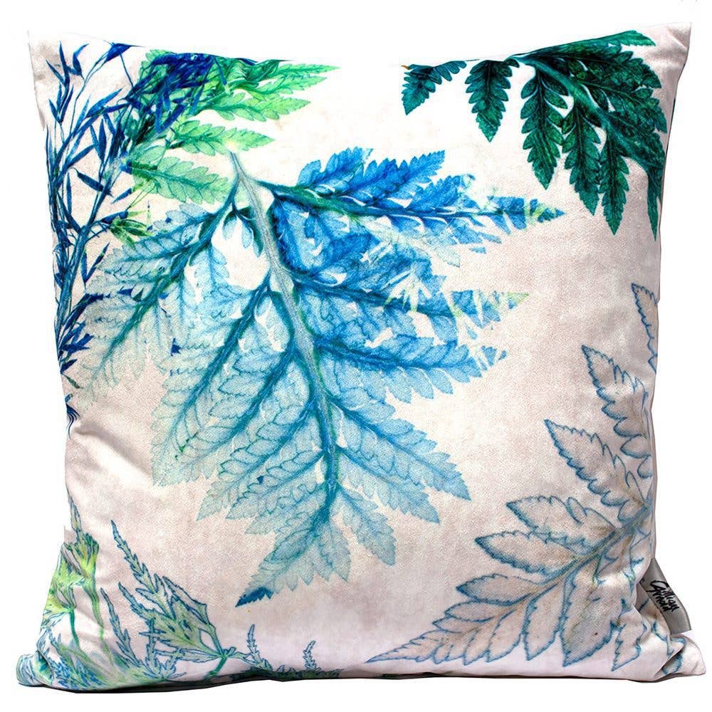 Forage Two Blue and Green Fern Cushion: 45cm
