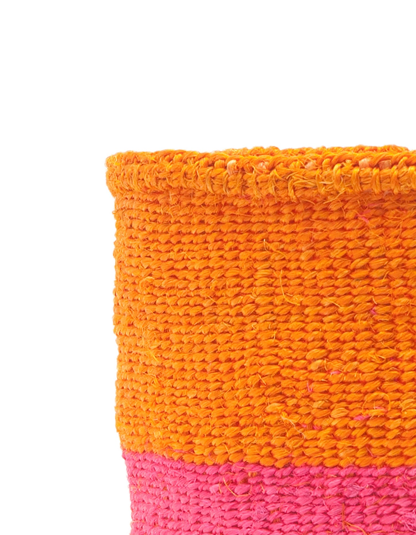 KALI: Orange & Neon Pink Duo Colour Block Woven Basket: Orange / M / Colour Block