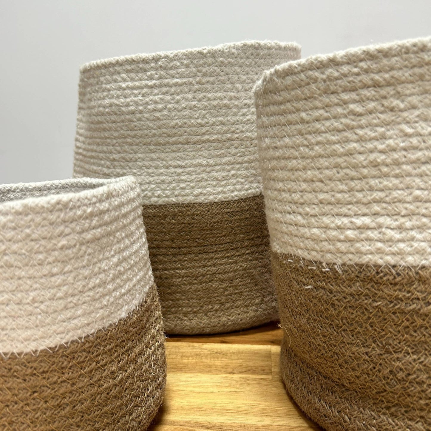 Ancient Wisdom - Set of 3 Cotton Rope Storage Baskets - White