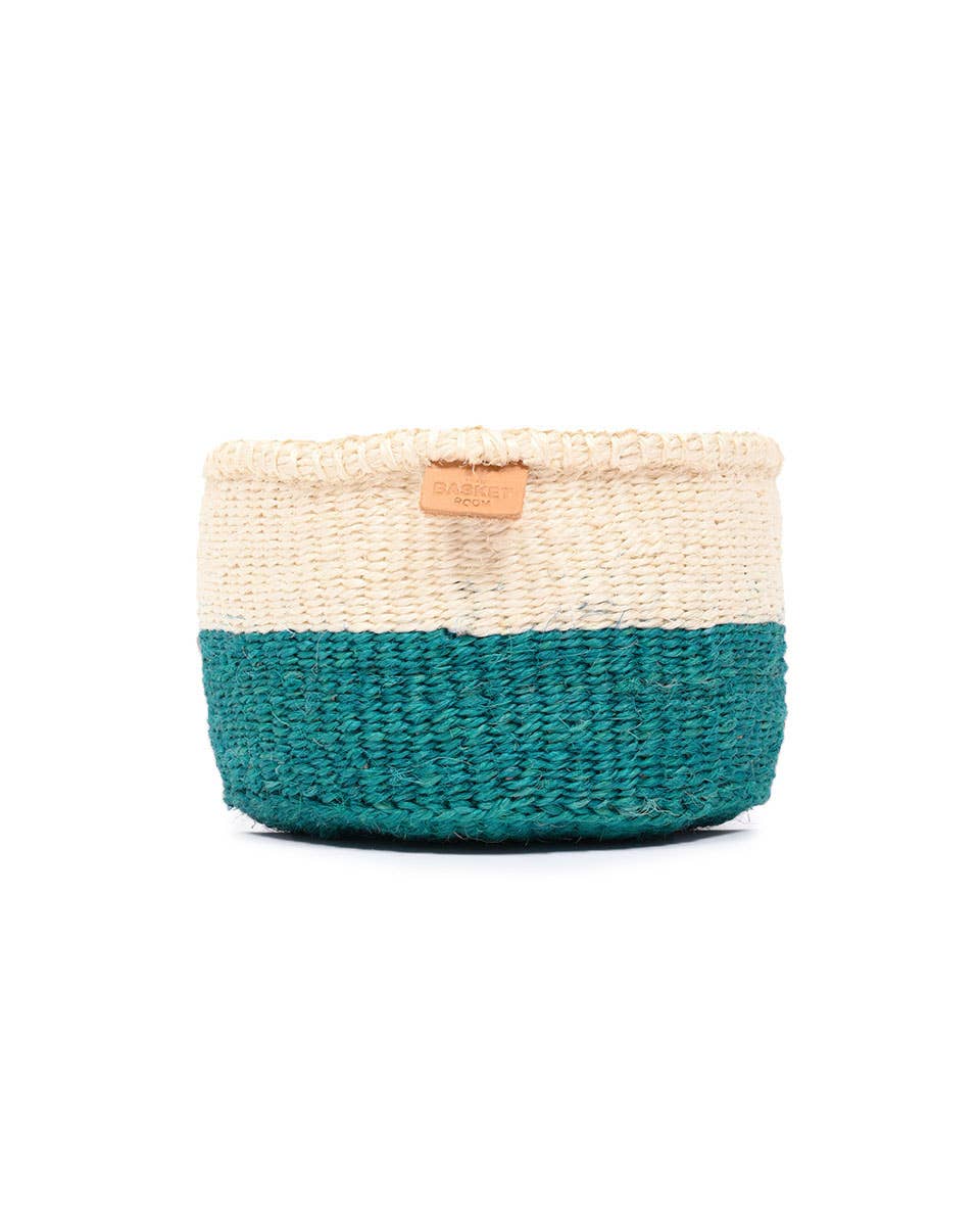 MSINGI: Teal Colour Block Woven Basket: Blue / S / Colour Block