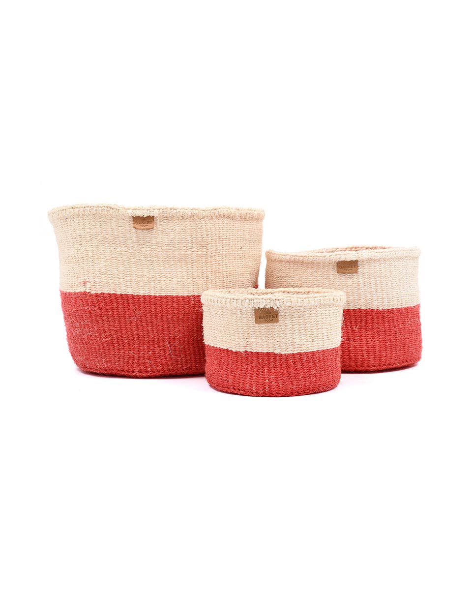 TANGU: Red Colour Block Woven Basket: Red / XS / Colour Block