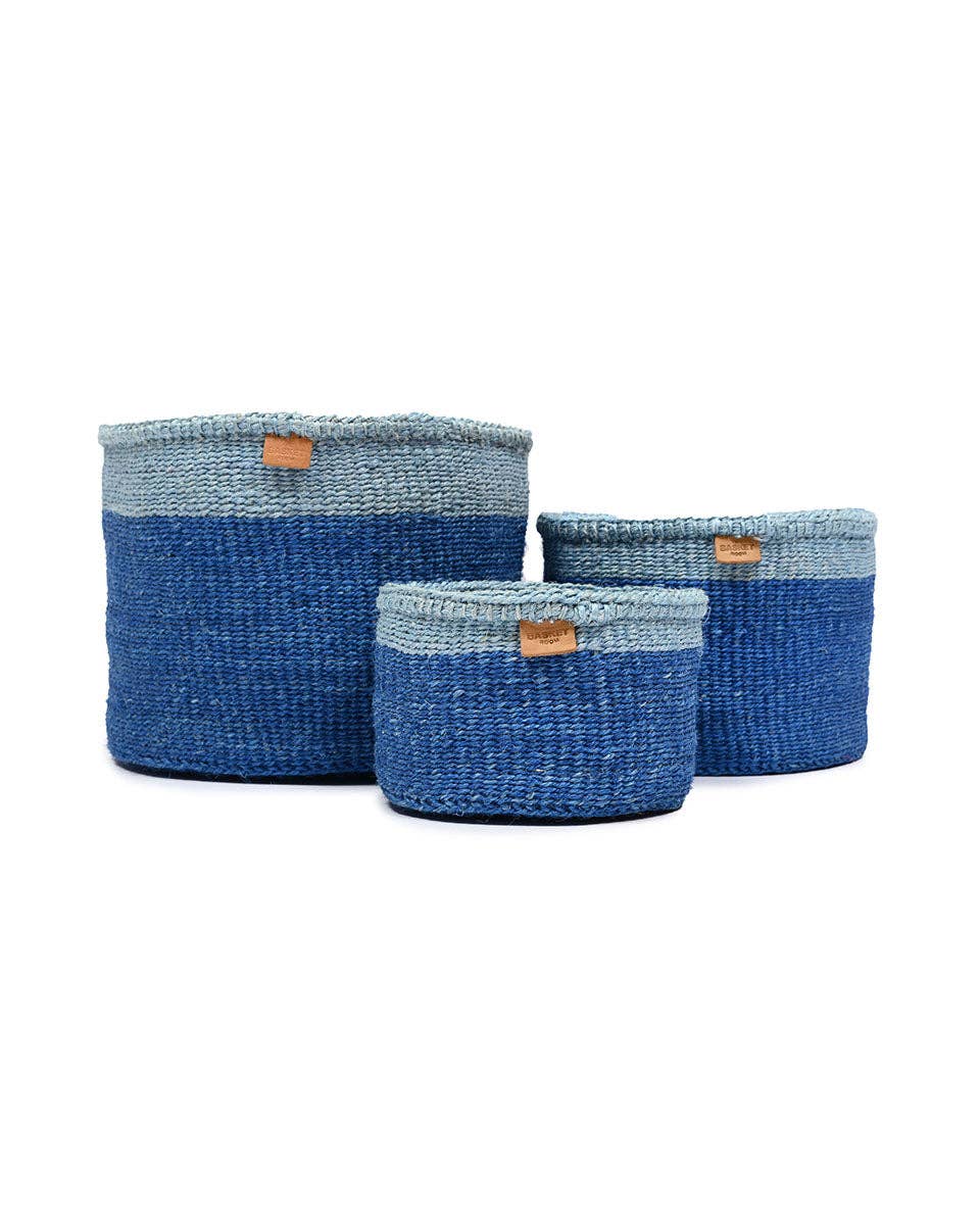 TOFAUTI: Two Blue Duo Colour Block Woven Basket: Blue / XS / Colour Block
