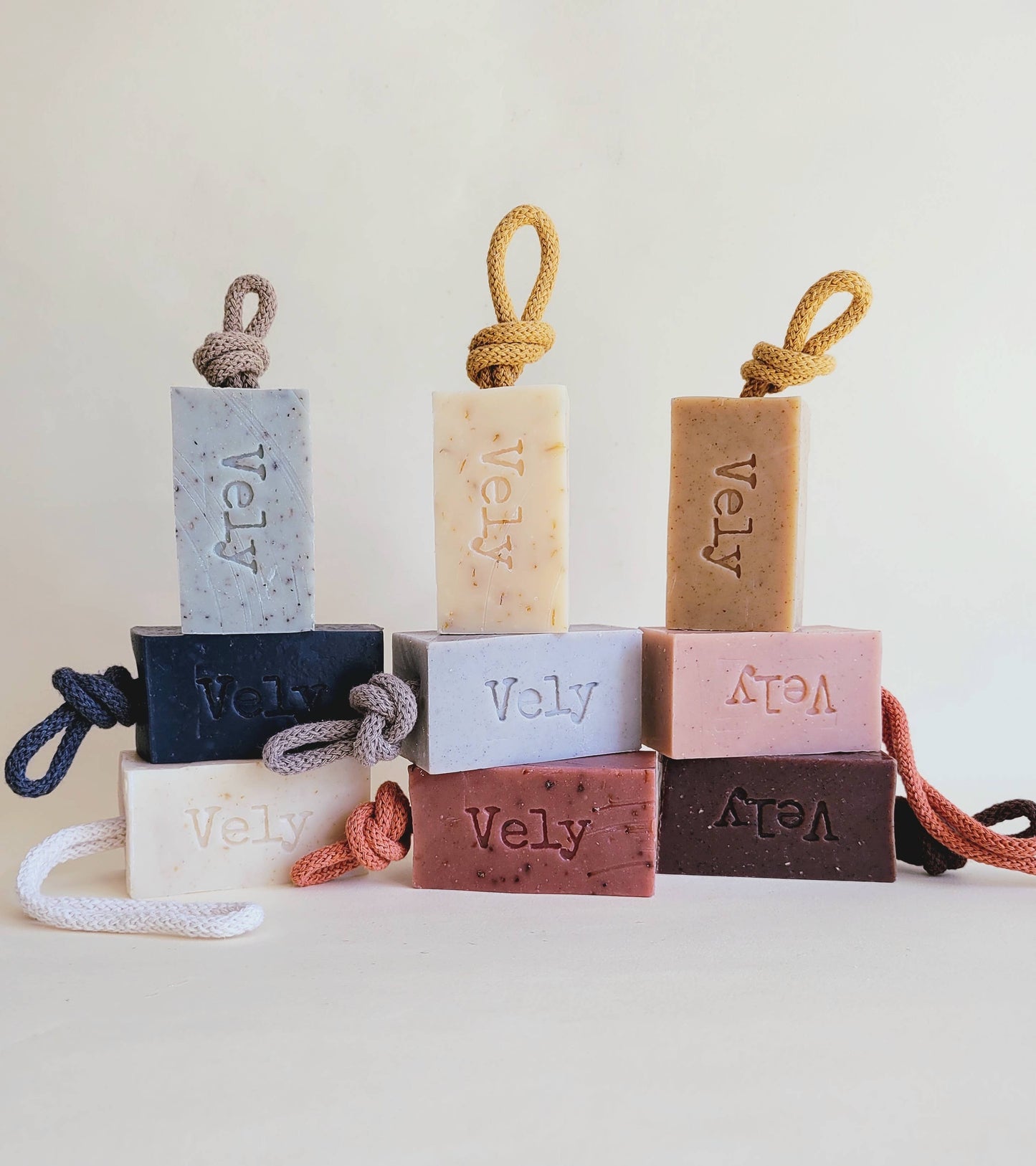Natural Handmade Soap On A Rope With Pink Clay "Amélie"