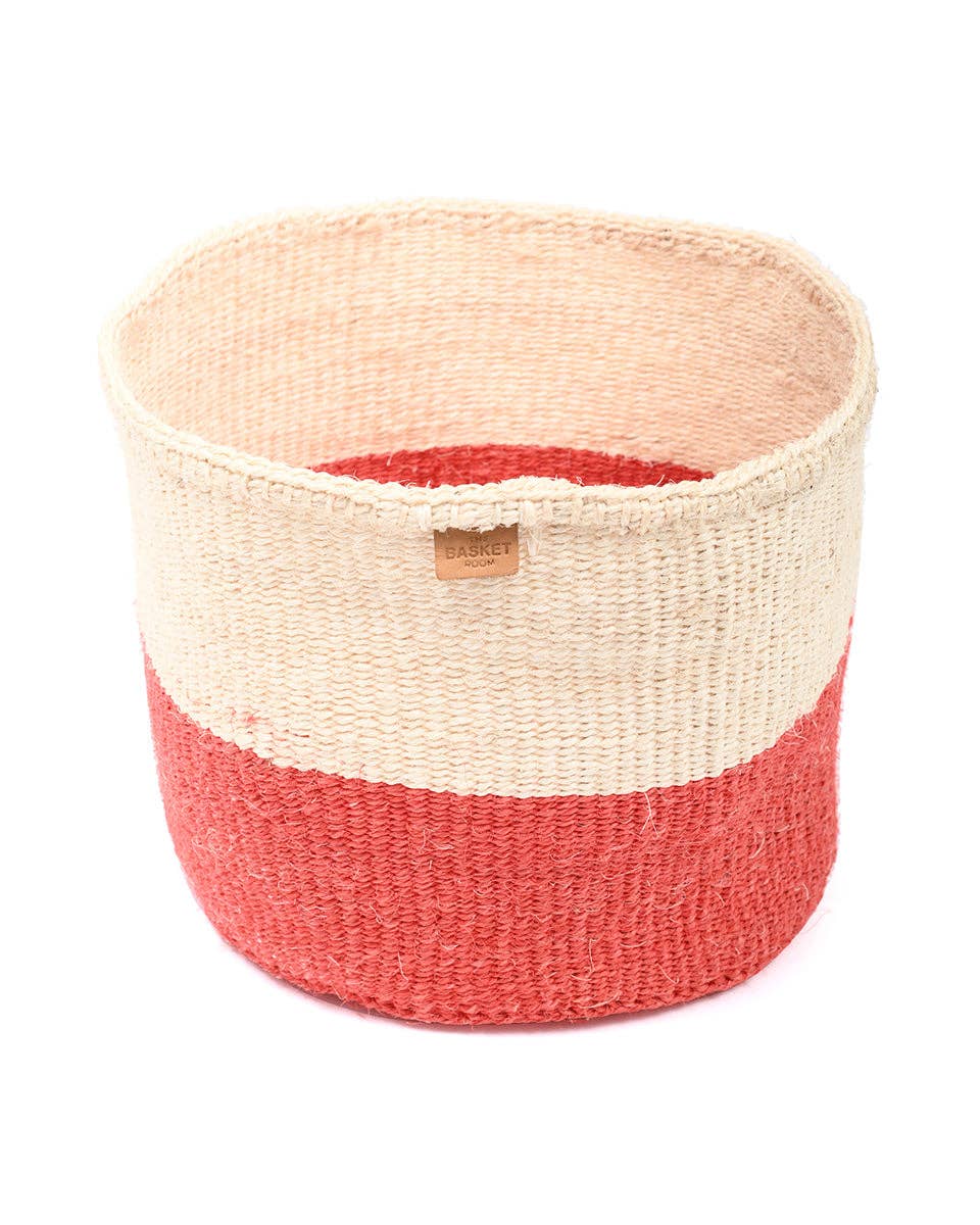 TANGU: Red Colour Block Woven Basket: Red / S / Colour Block