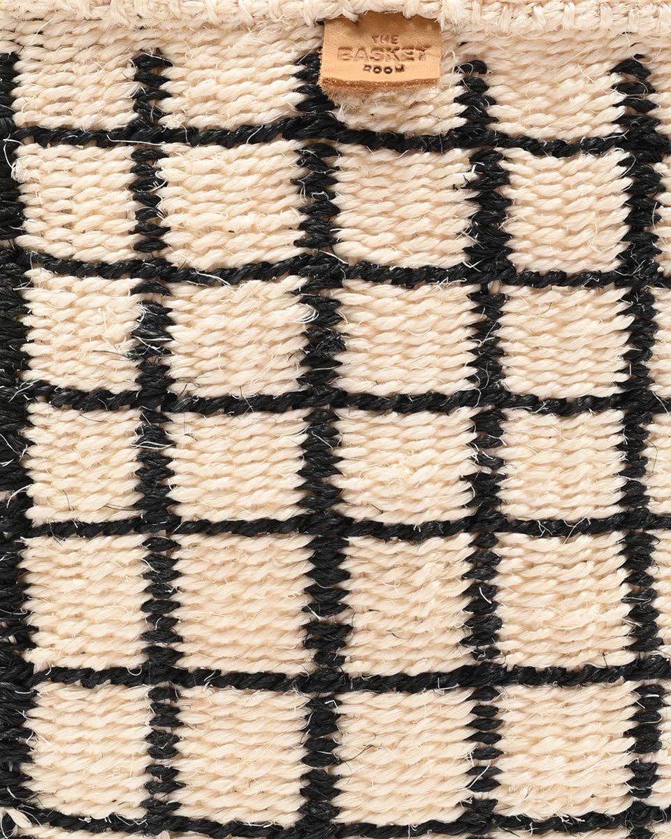 BAINI: Black Check Woven Storage Basket: Black / L / Checked