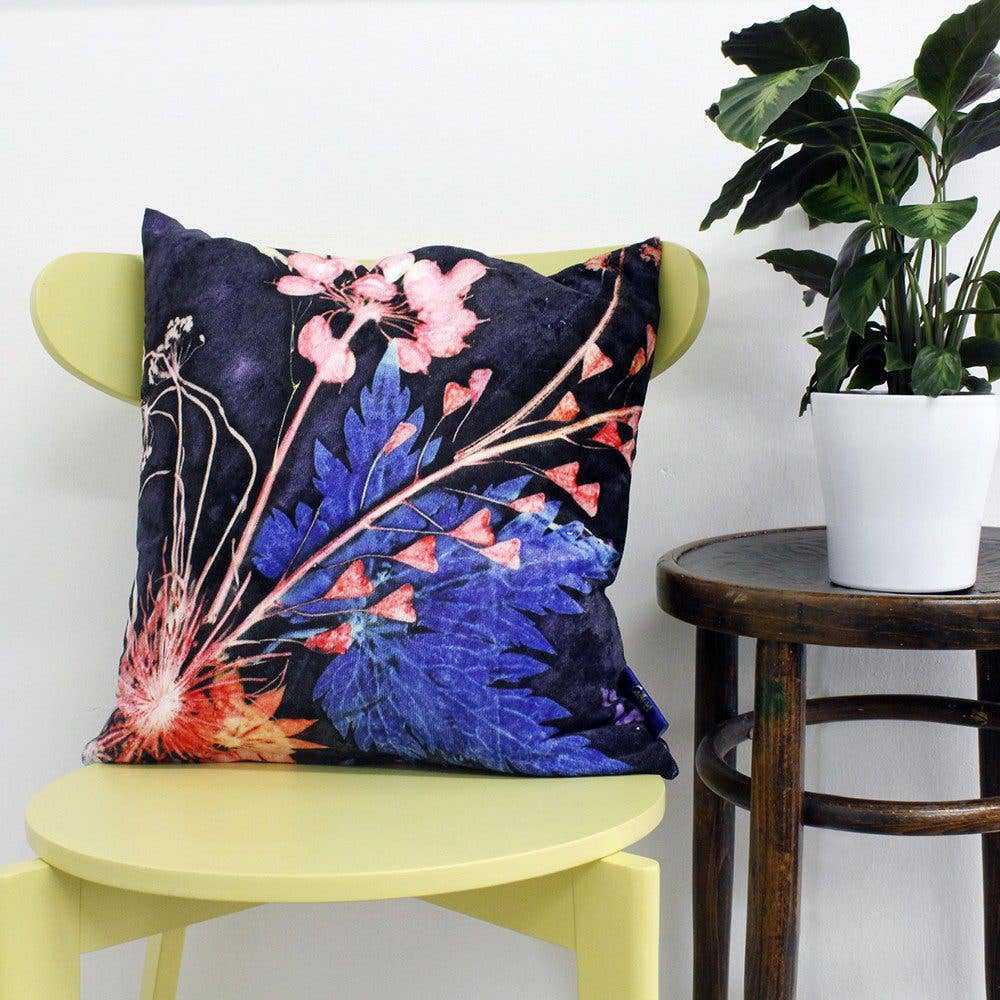 Blue Wreath | Pink & Blue Sofa Cushion Bold Design: 45cm Sofa Cushion
