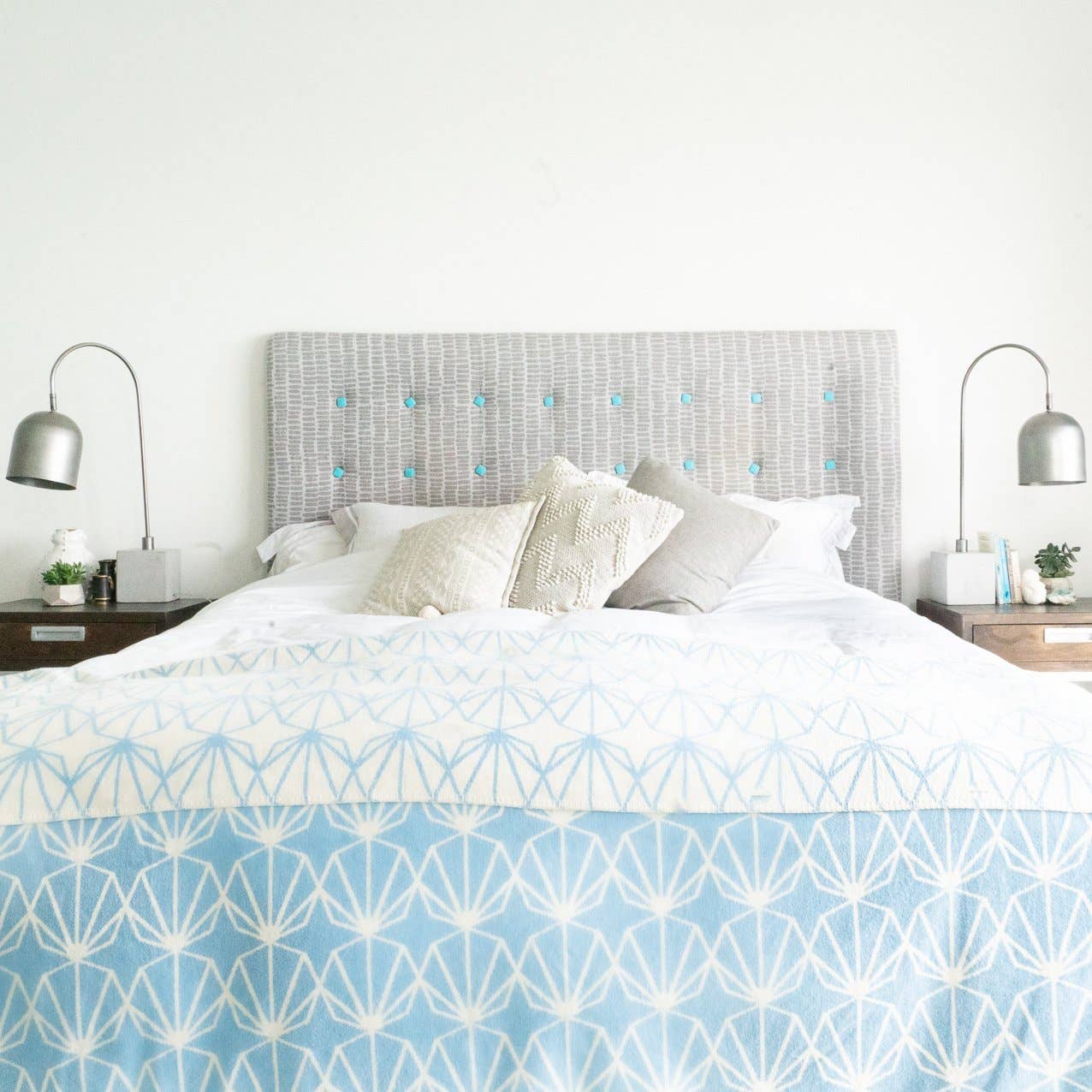 Powder Blue Shell Recycled Cotton Blanket