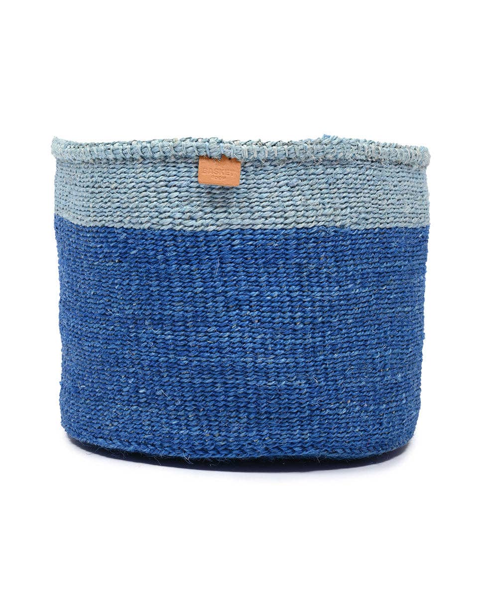 TOFAUTI: Two Blue Duo Colour Block Woven Basket: Blue / XS / Colour Block