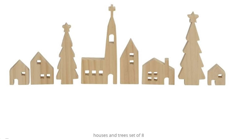 Wooden house & tree set