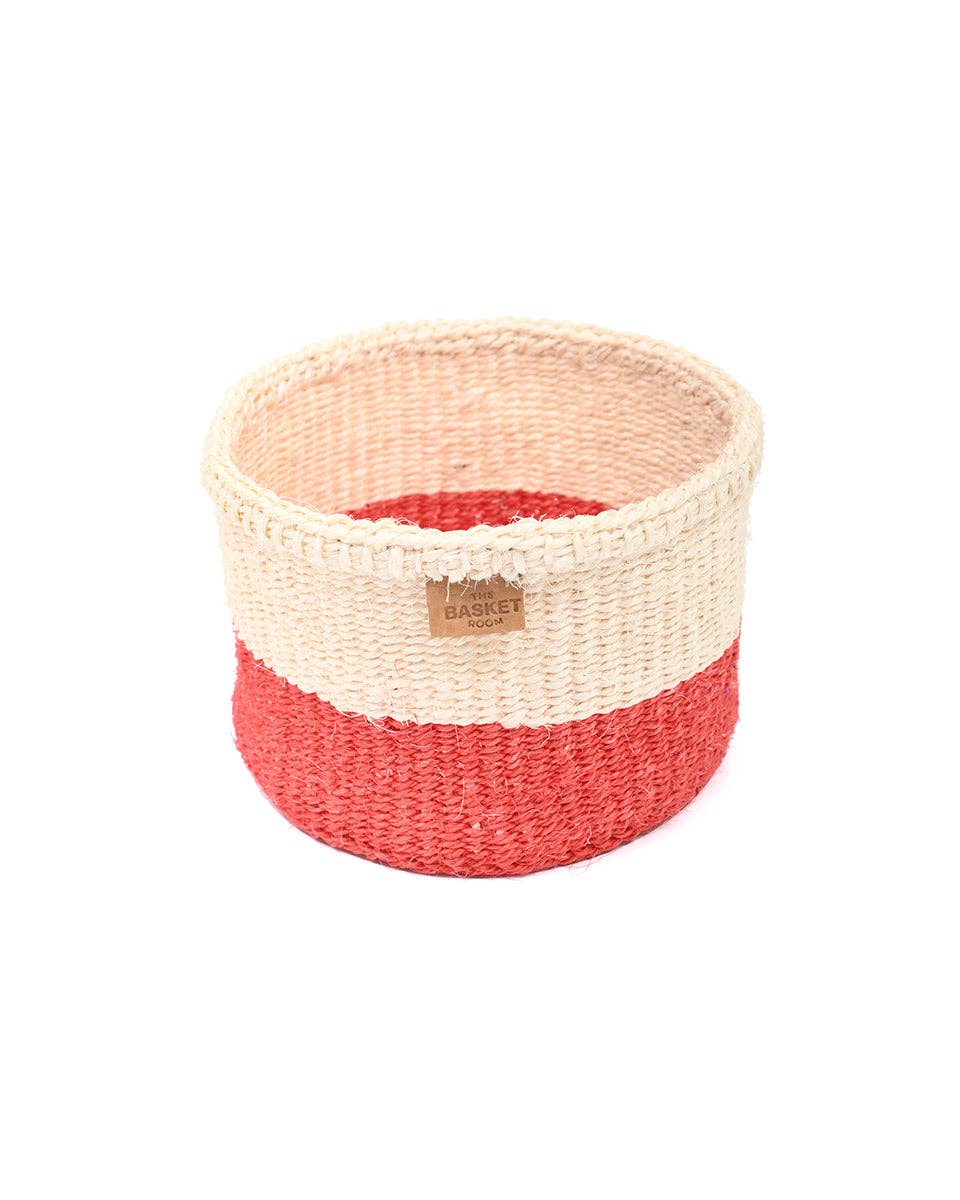 TANGU: Red Colour Block Woven Basket: Red / S / Colour Block