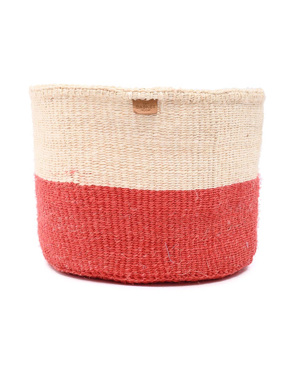 TANGU: Red Colour Block Woven Basket: Red / S / Colour Block
