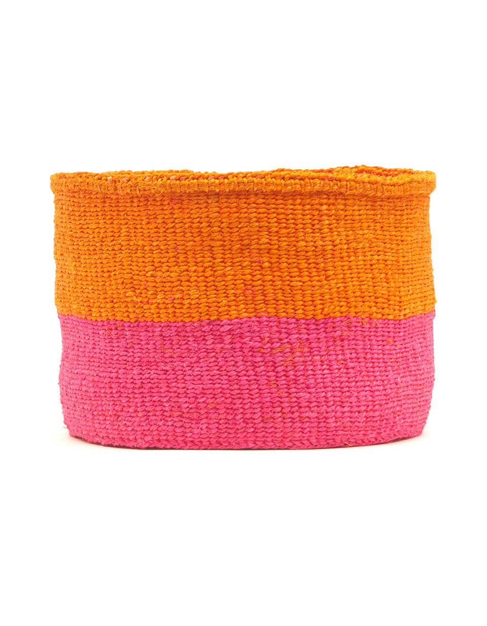 KALI: Orange & Neon Pink Duo Colour Block Woven Basket: Orange / M / Colour Block