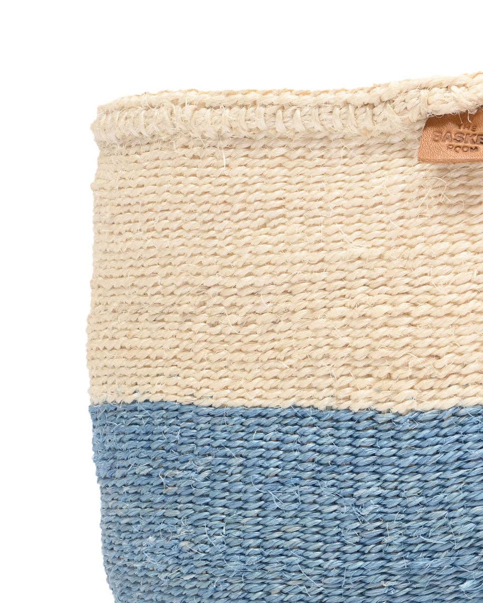 MKOA: Sky Blue Colour Block Woven Basket: Blue / M / Colour Block