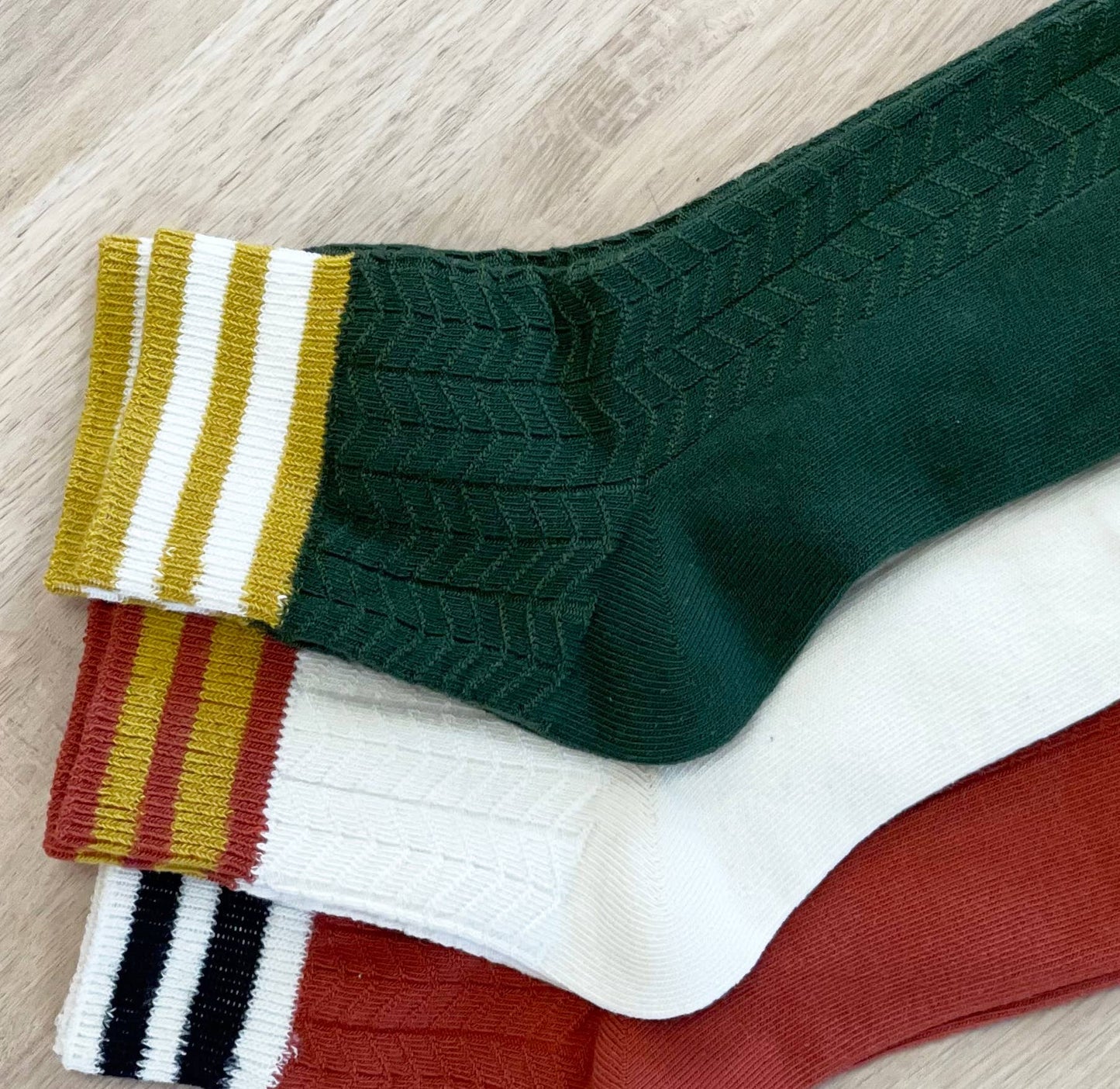 Set of Three Striped Cuff Varisty Style Socks by Solesmith