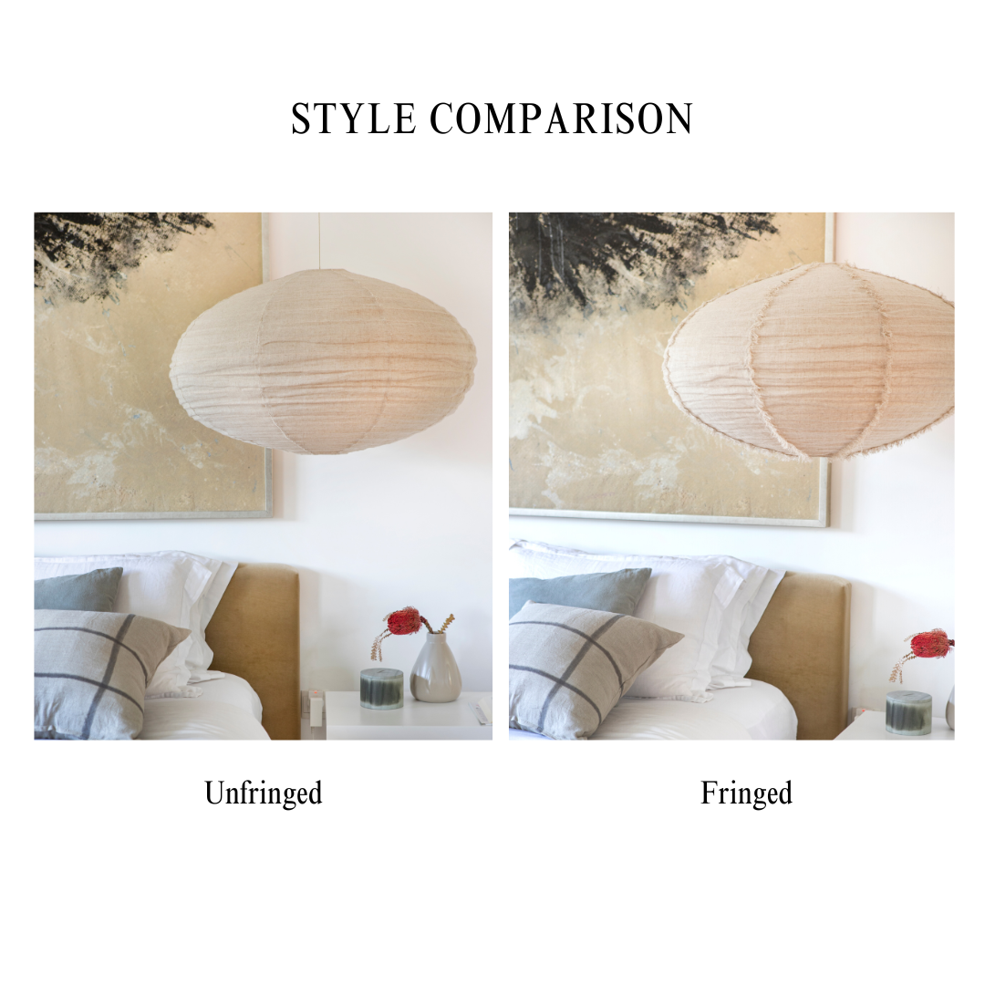 Linen Light Shade - Dome Shape: Forest / 60cm / Fringed