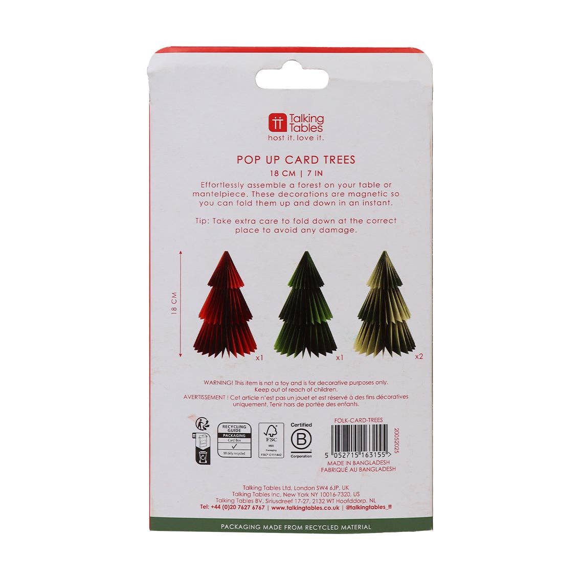 Talking Tables UK - Paper Honeycomb Tree Decorations - 4 Pack