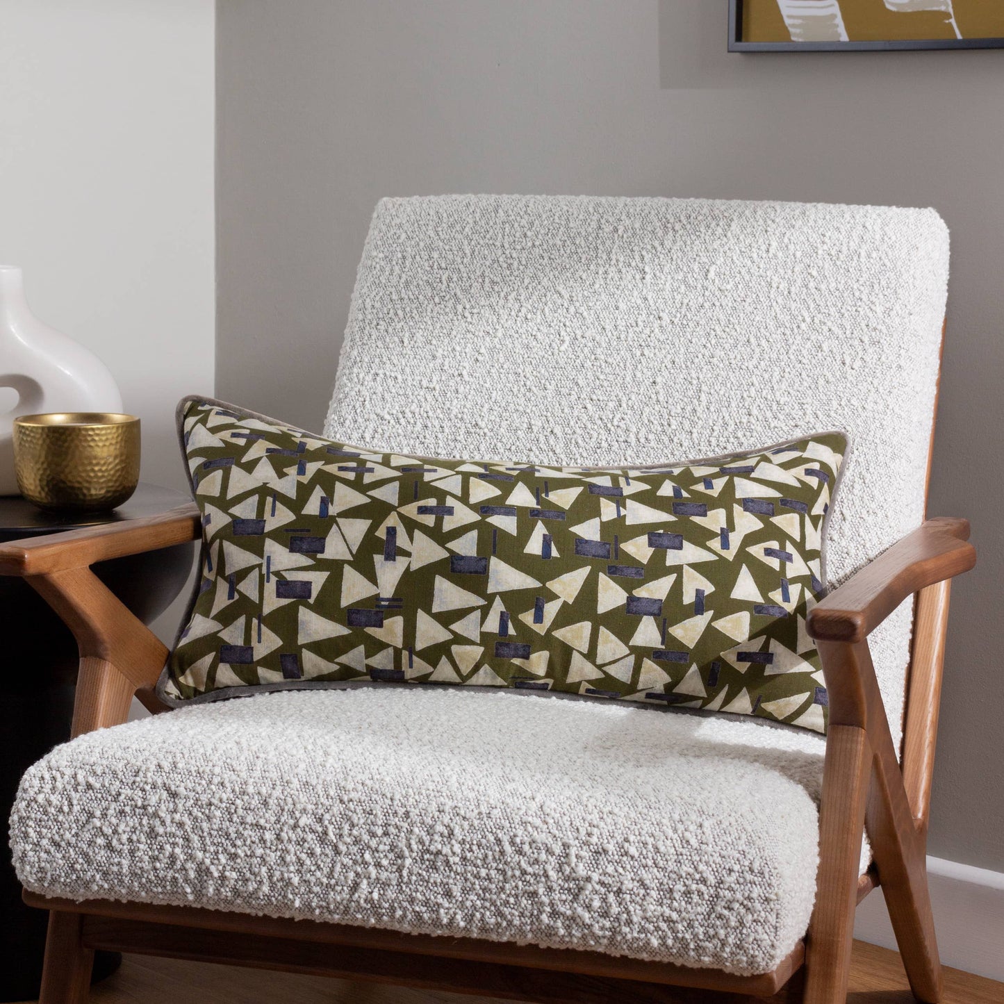 City Rectangular Cushion Khaki: Khaki / Polyester Filled / 30 x 60cm