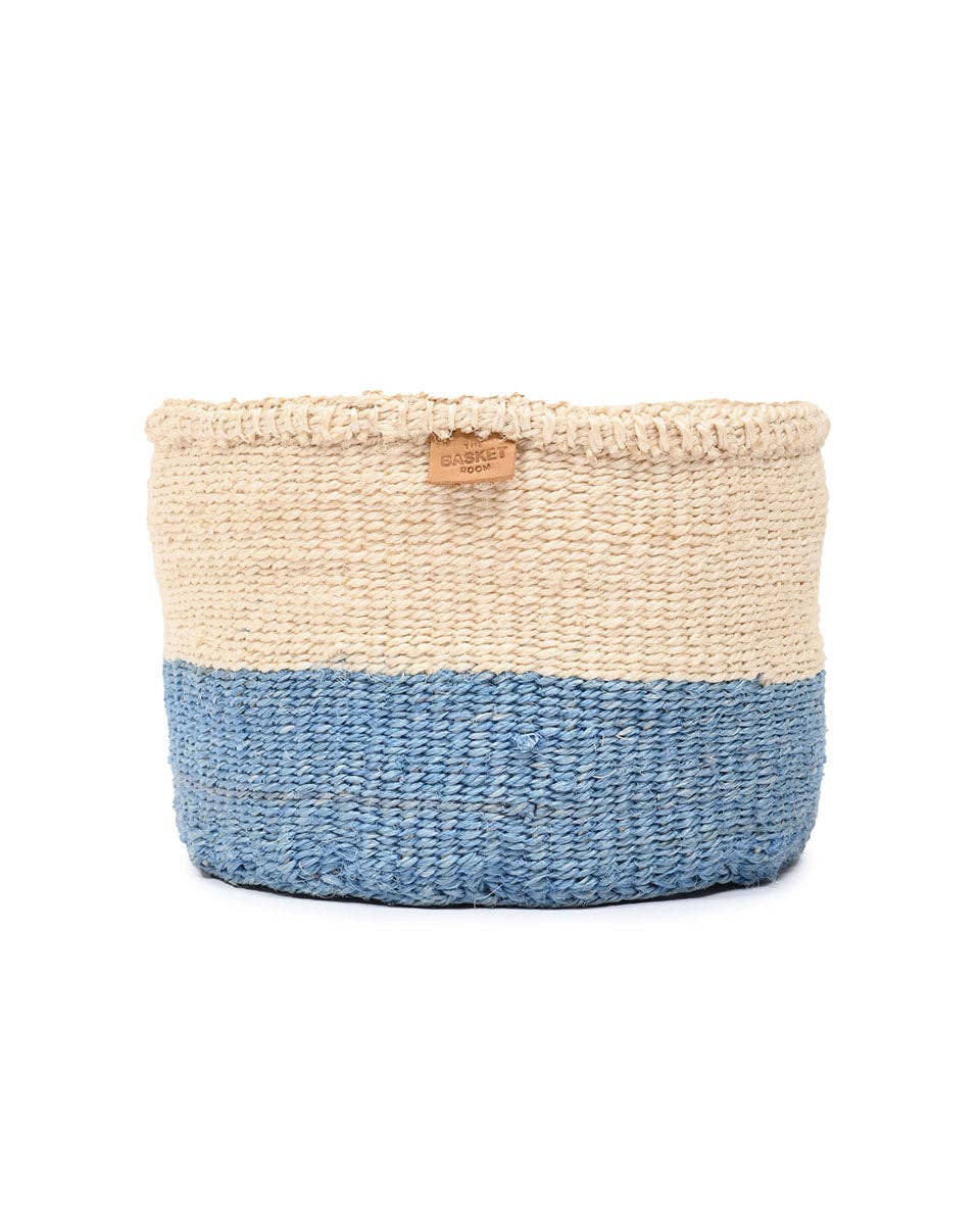 MKOA: Sky Blue Colour Block Woven Basket: Blue / M / Colour Block