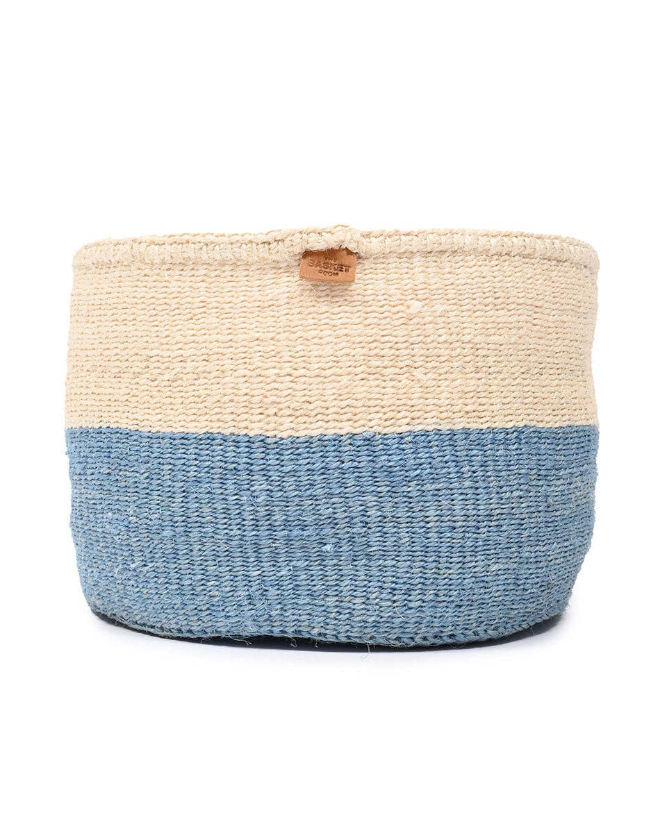 MKOA: Sky Blue Colour Block Woven Basket: Blue / M / Colour Block