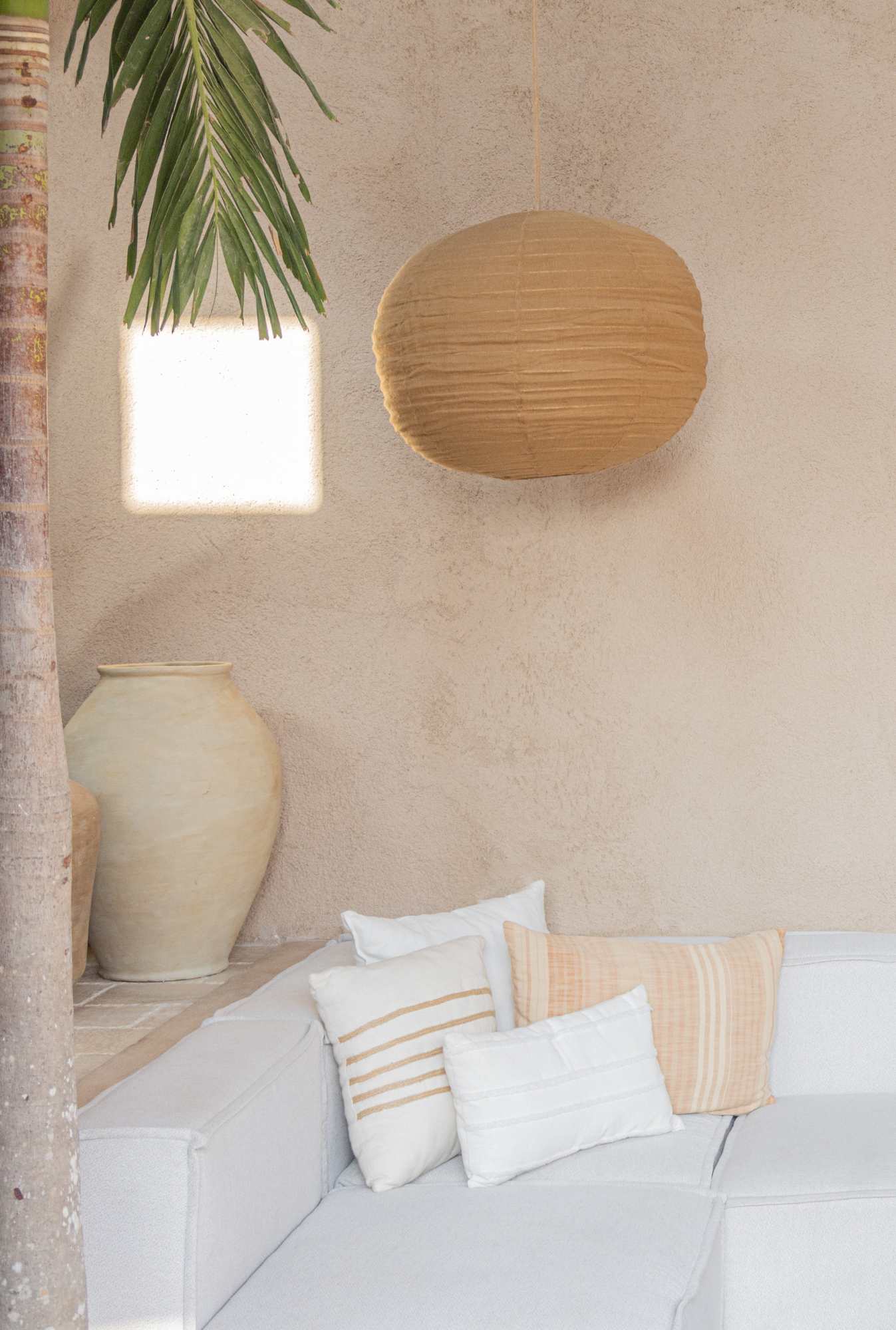 Linen Light Shade - Labu Shape : Forest / 80cm / Fringed