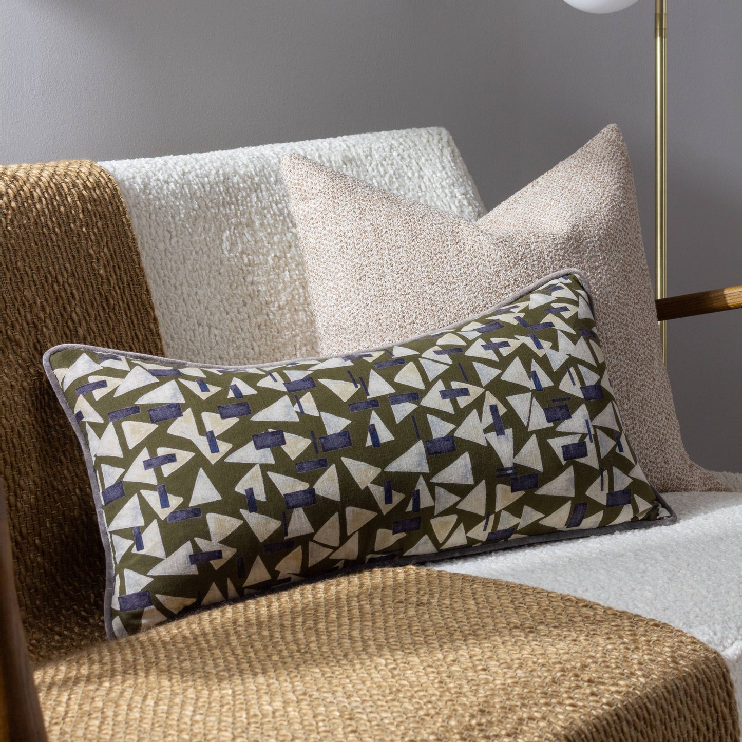 City Rectangular Cushion Khaki: Khaki / Polyester Filled / 30 x 60cm
