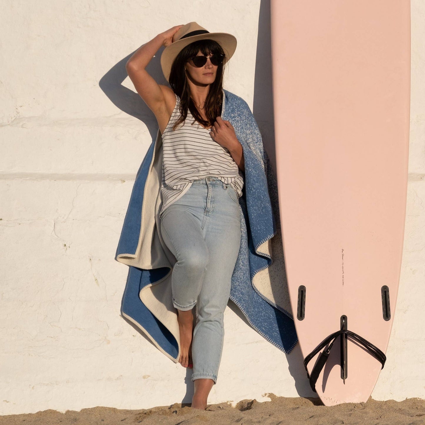 Blue Sea Spray Recycled Cotton Blanket