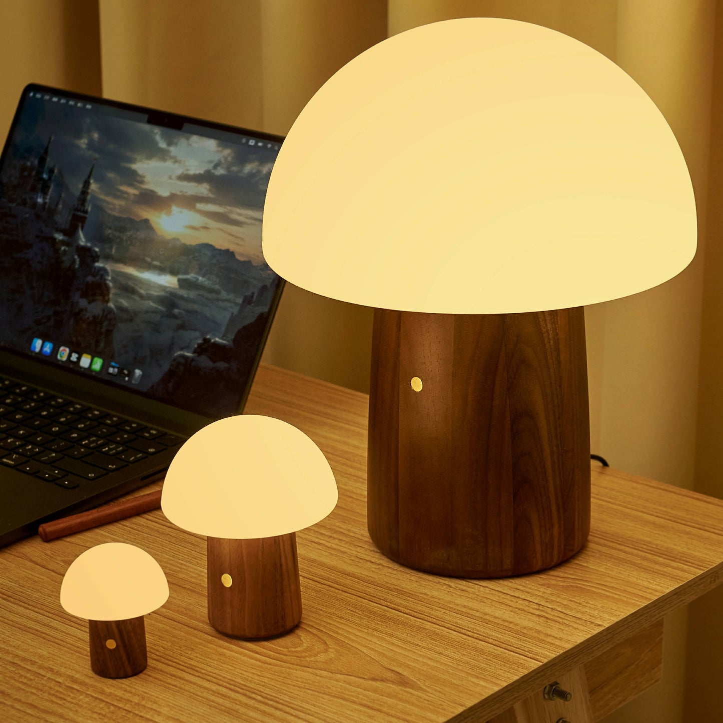 Alice Mushroom Lamp (Super Mini Size): Super Mini /Walnut