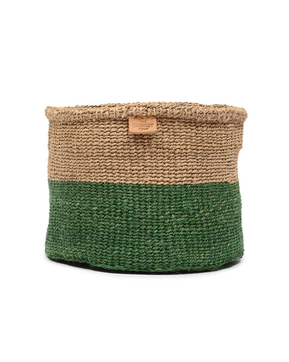 UMA: Green & Brown Duo Colour Block Woven Basket: Green / XS / Colour Block