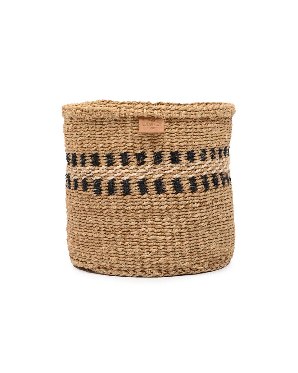 TUKIO: Charcoal Stripe Woven Storage Basket: Black / M / Striped