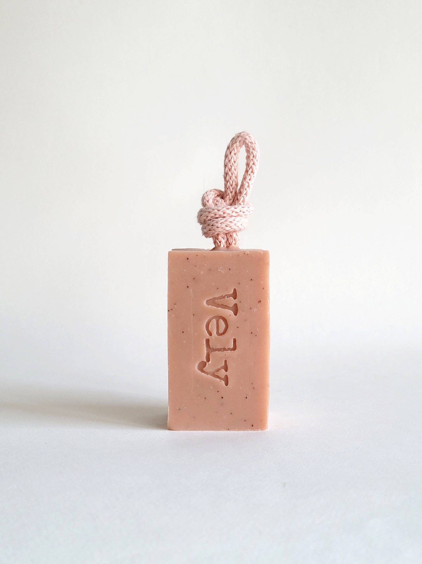 Natural Handmade Soap On A Rope With Pink Clay "Amélie"