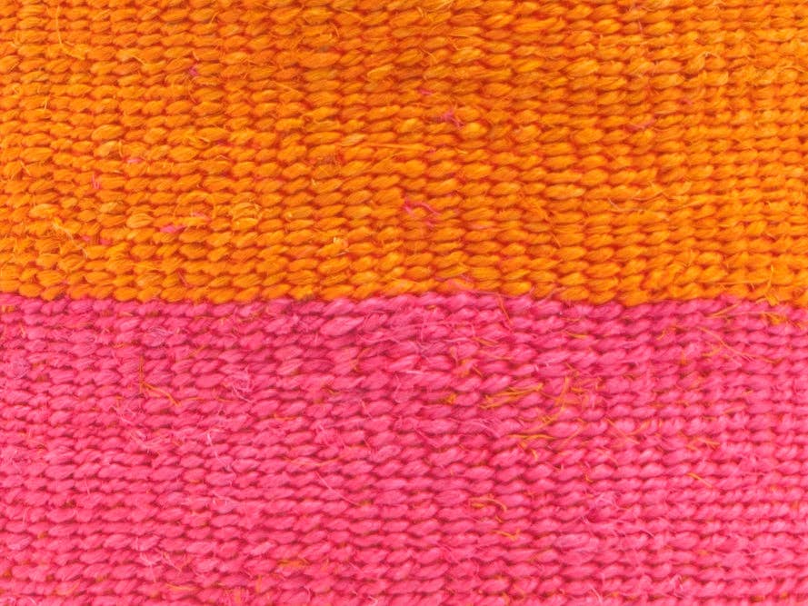 KALI: Orange & Neon Pink Duo Colour Block Woven Basket: Orange / M / Colour Block