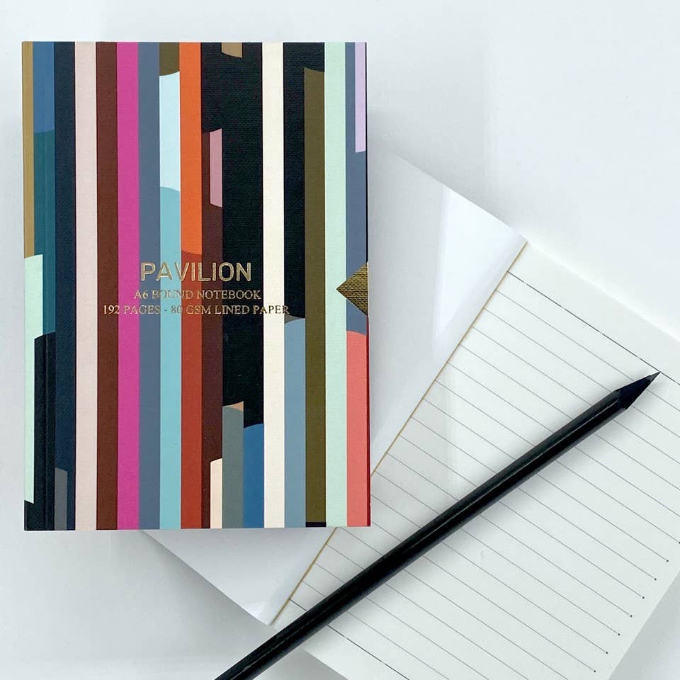 Stripes A6 Buckram Embossed Foiled Notebook