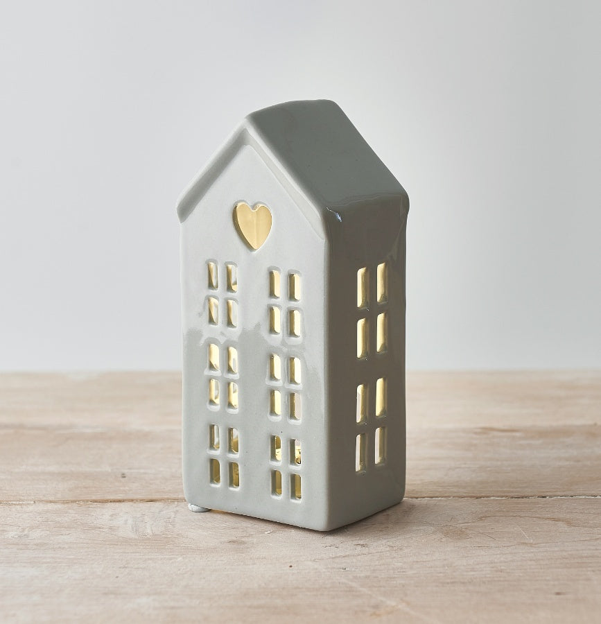 Grey House Tea Light Holder 16cm