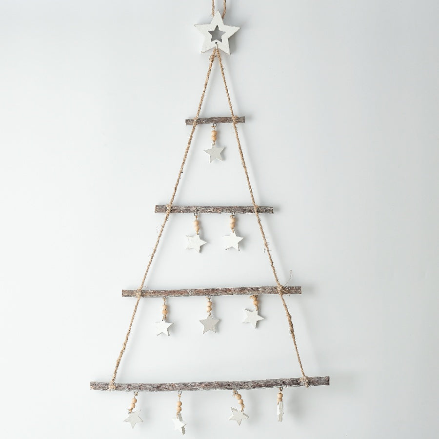 Hanging White Star Wall Tree, 40cm
