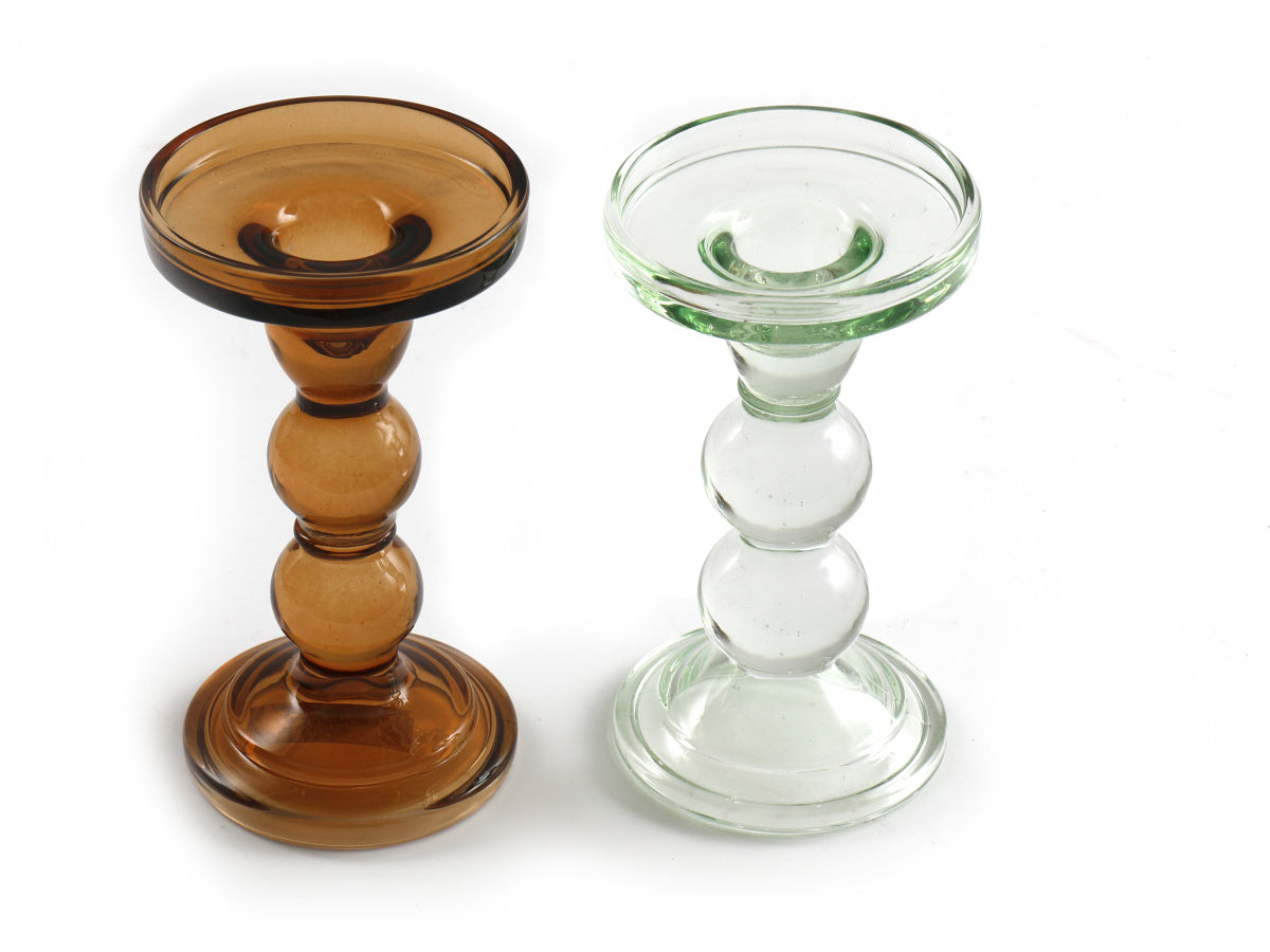 Glass candlestick brown tall