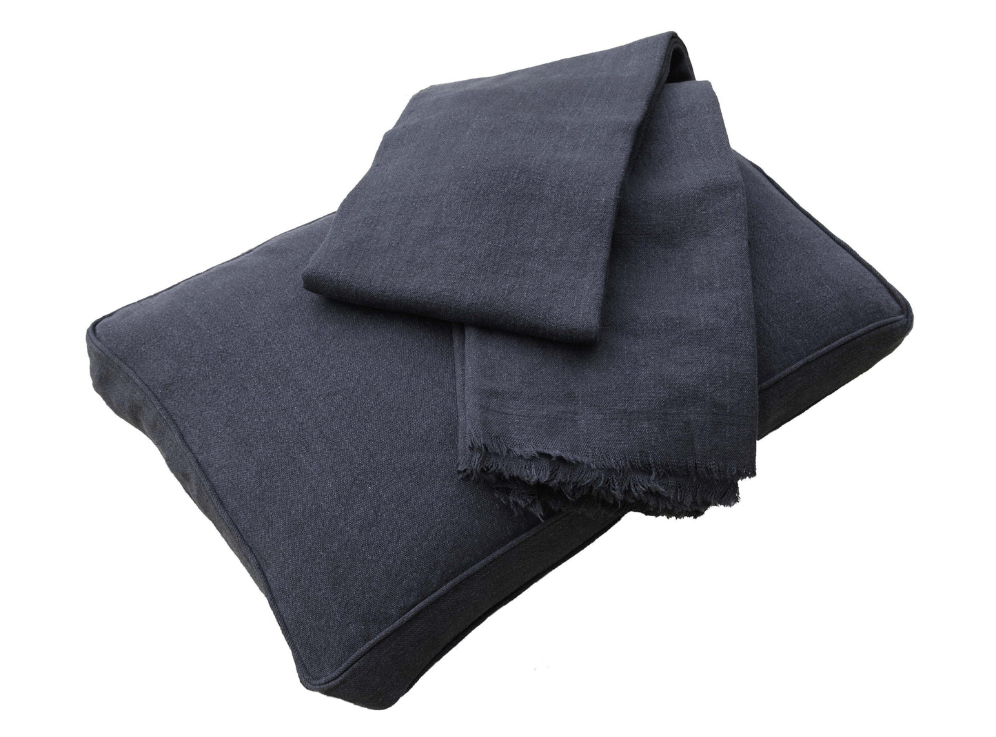 Linen cushion in off black