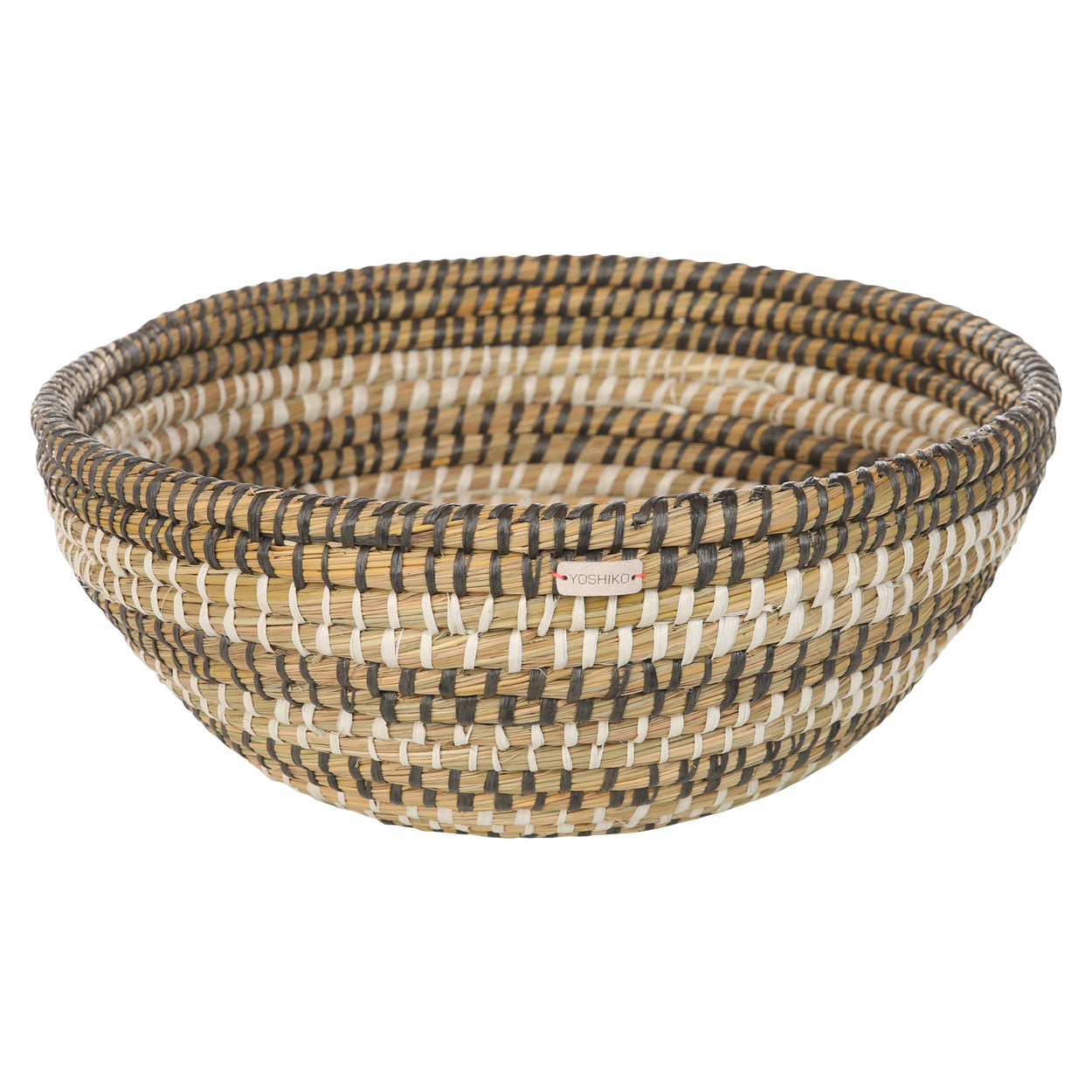 Black and White patterned Seagrass Basket/Bowl Small
