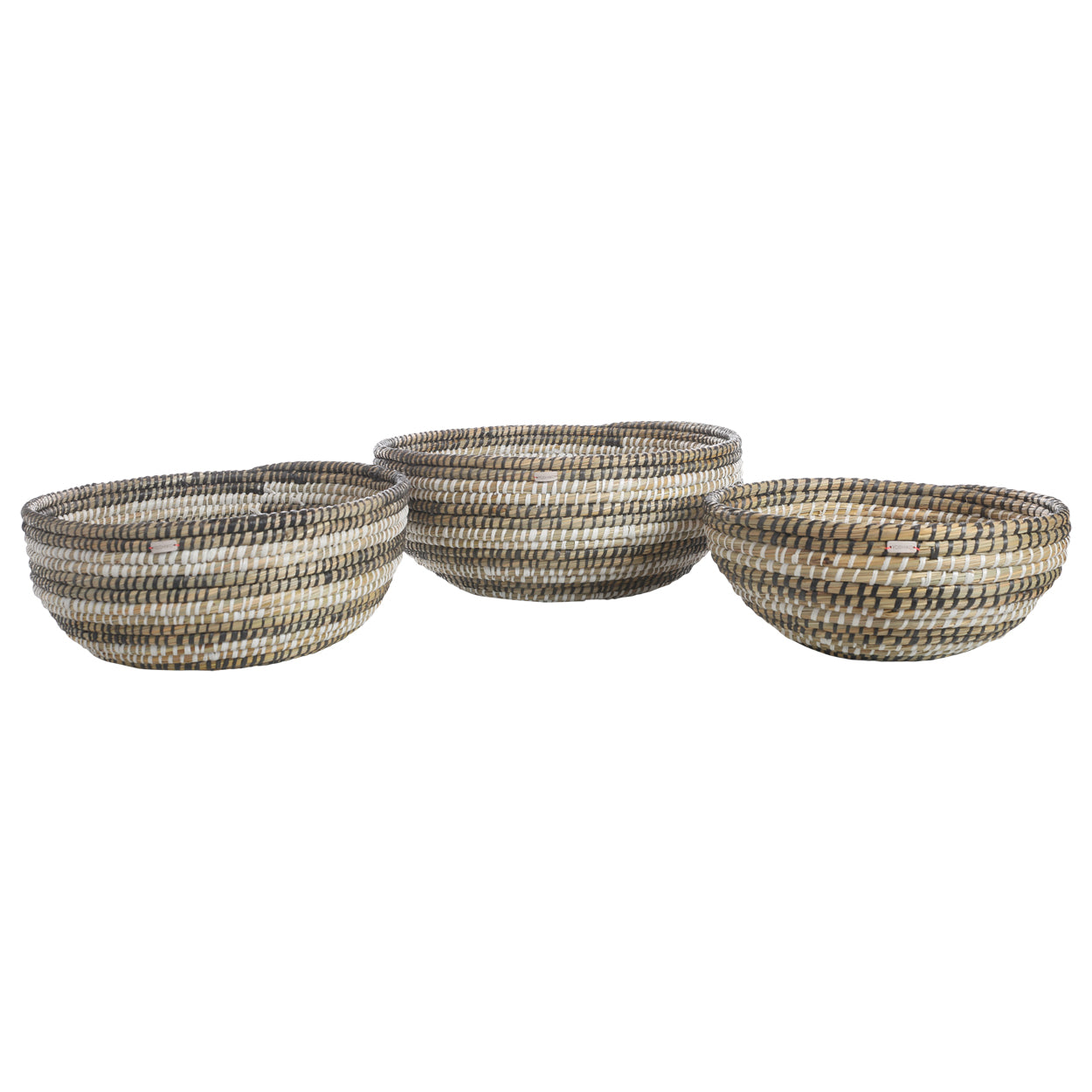 Black and White patterned Seagrass Basket/Bowl Small