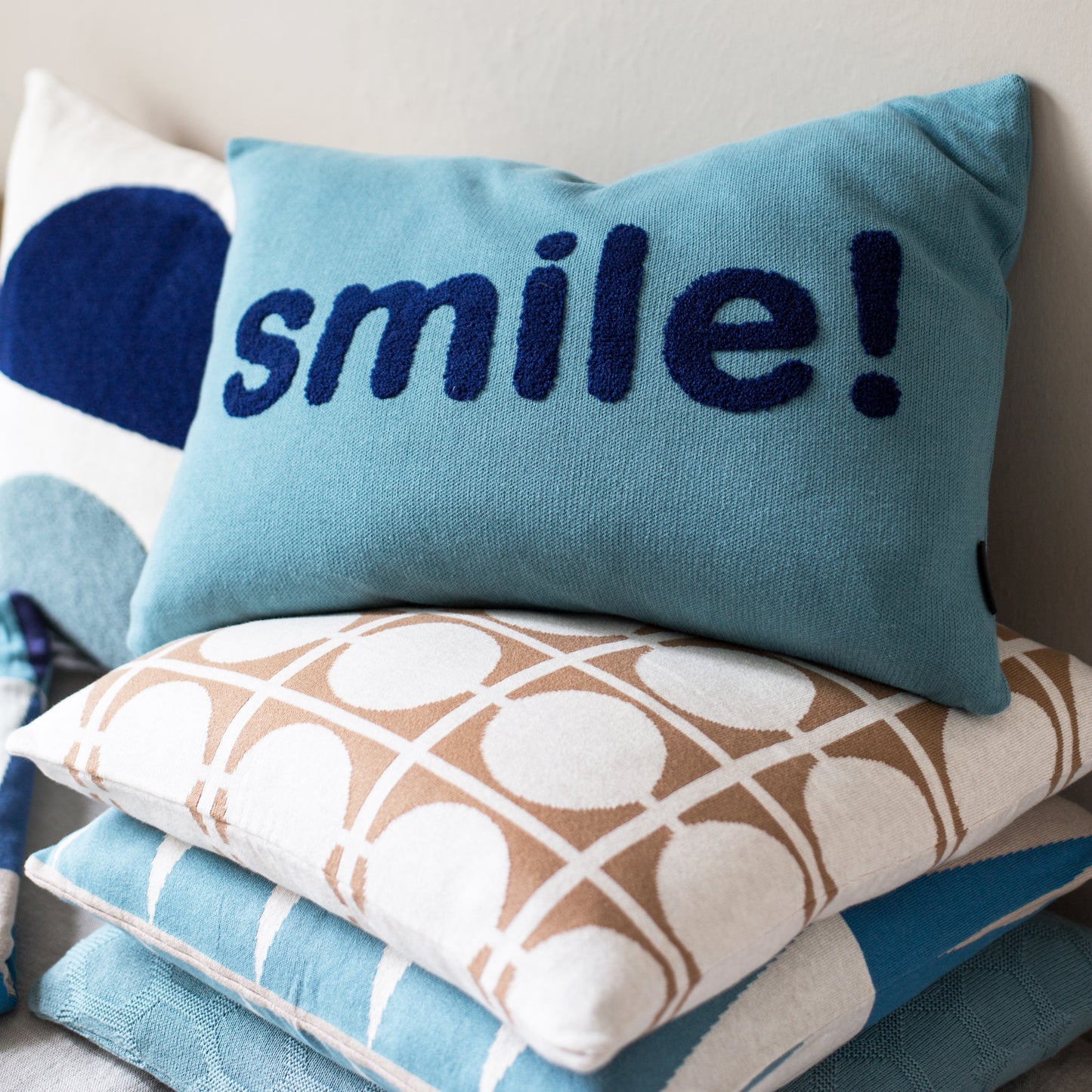 'Smile' Cushion Blue