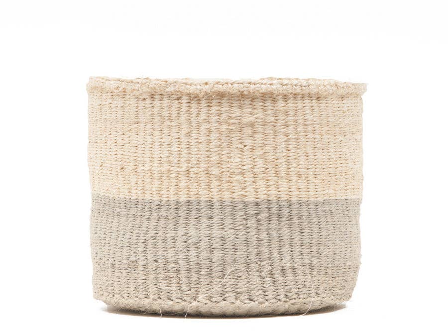 ITALE: Grey Colour Block Woven Basket M