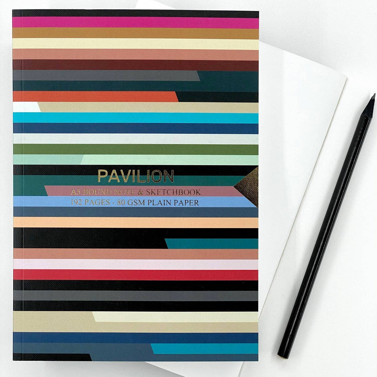 Stripes A5 Buckram Embossed Foiled Notebook