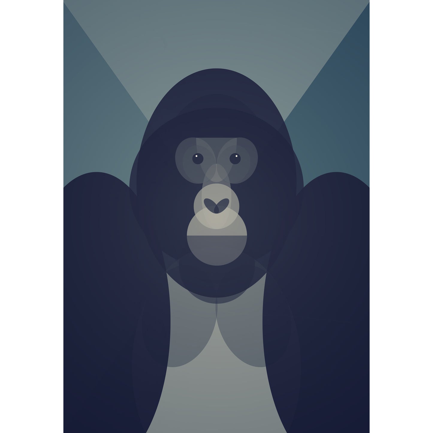 Mid Century Gorilla Print 50 x 40cm Unframed