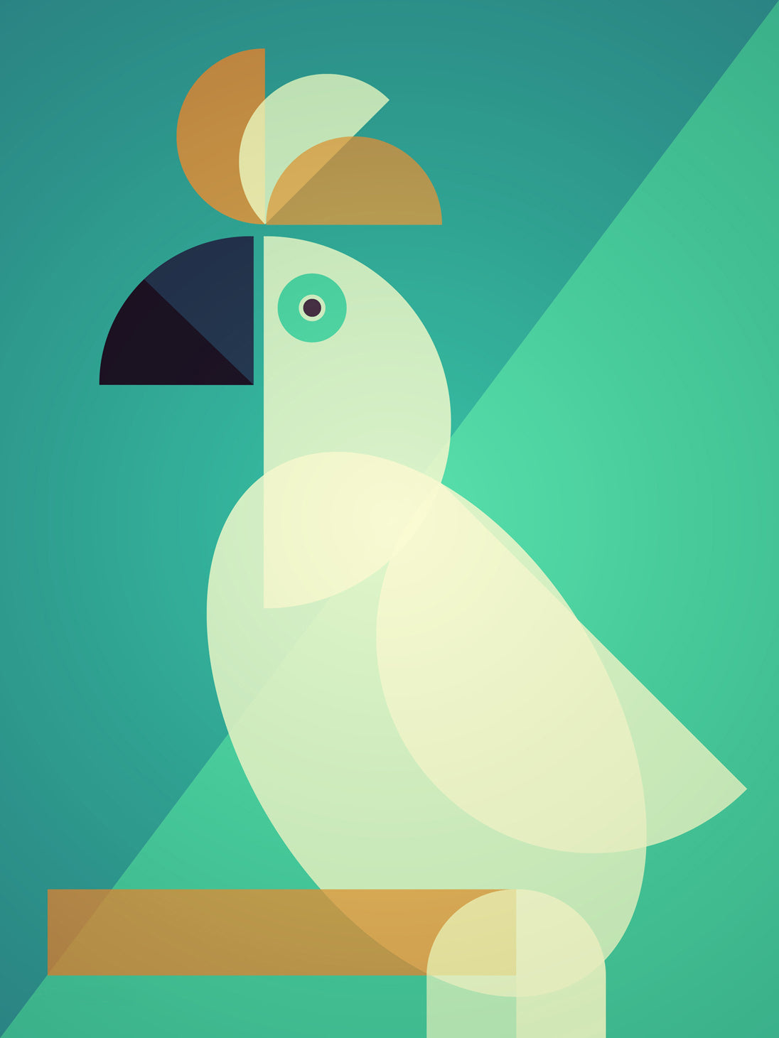 Mid century Cockatoo Print 29.7 x 21cm