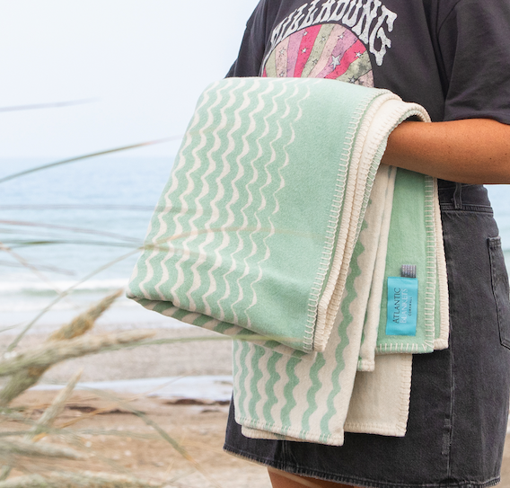Seafoam Swell Recycled Cotton Blanket
