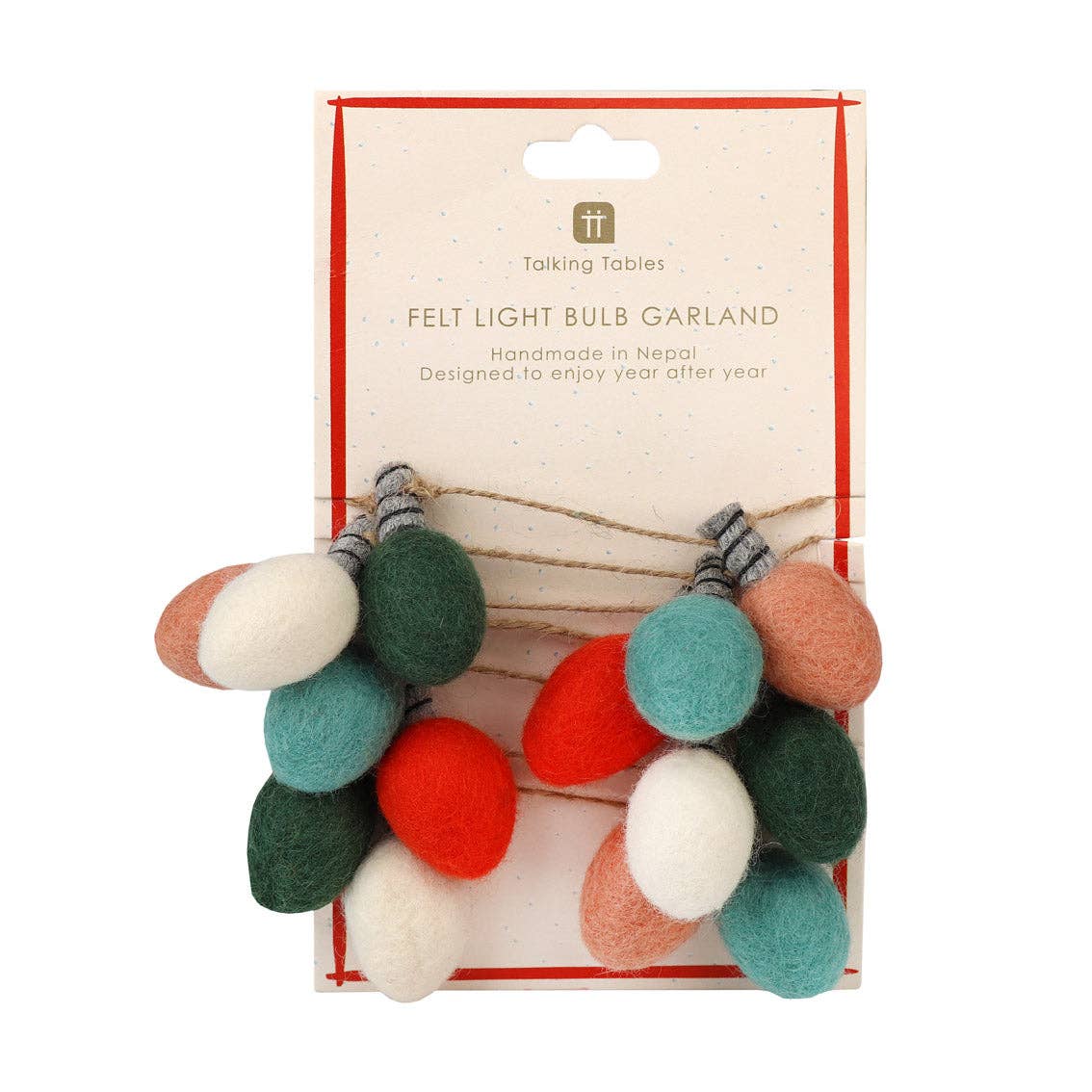 Talking Tables UK - Christmas Felt Light Bulb Bunting - 2m
