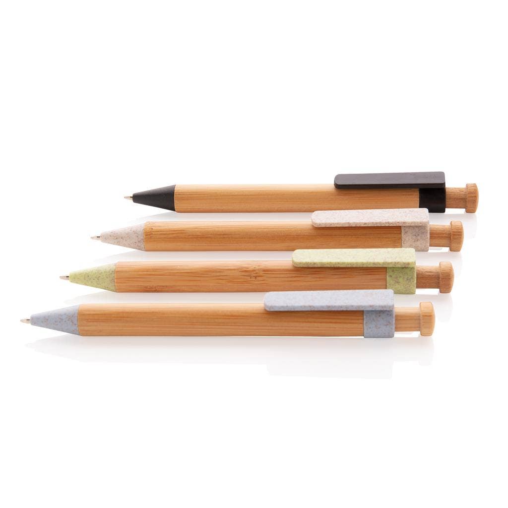 Bamboo Pen With Wheatstraw Clip: Black