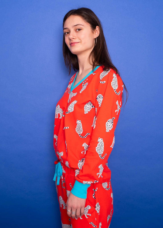 Anorak - Anorak Snow Leopards Organic Cotton Jersey Pyjamas (Coral)