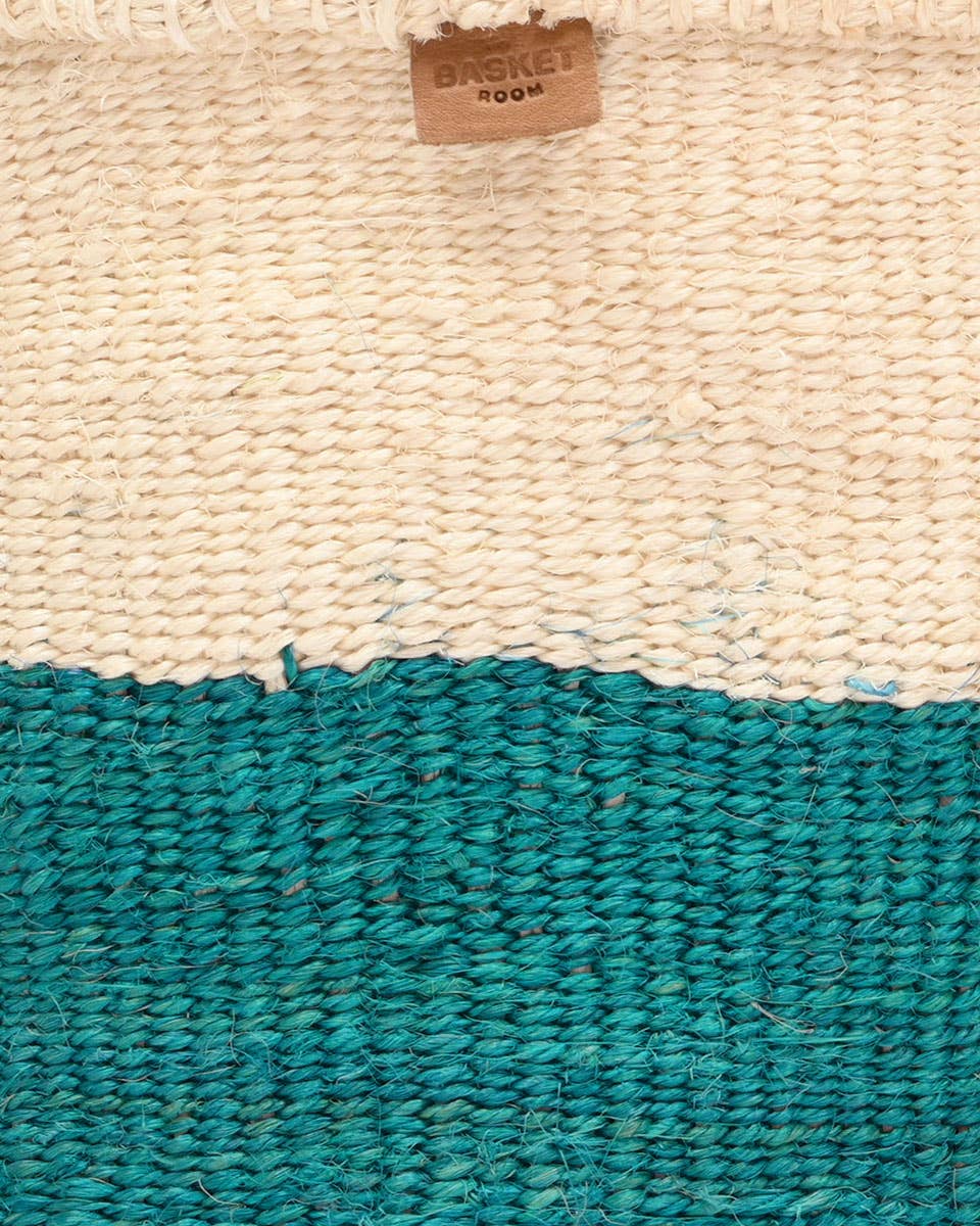 MSINGI: Teal Colour Block Woven Basket: Blue / S / Colour Block