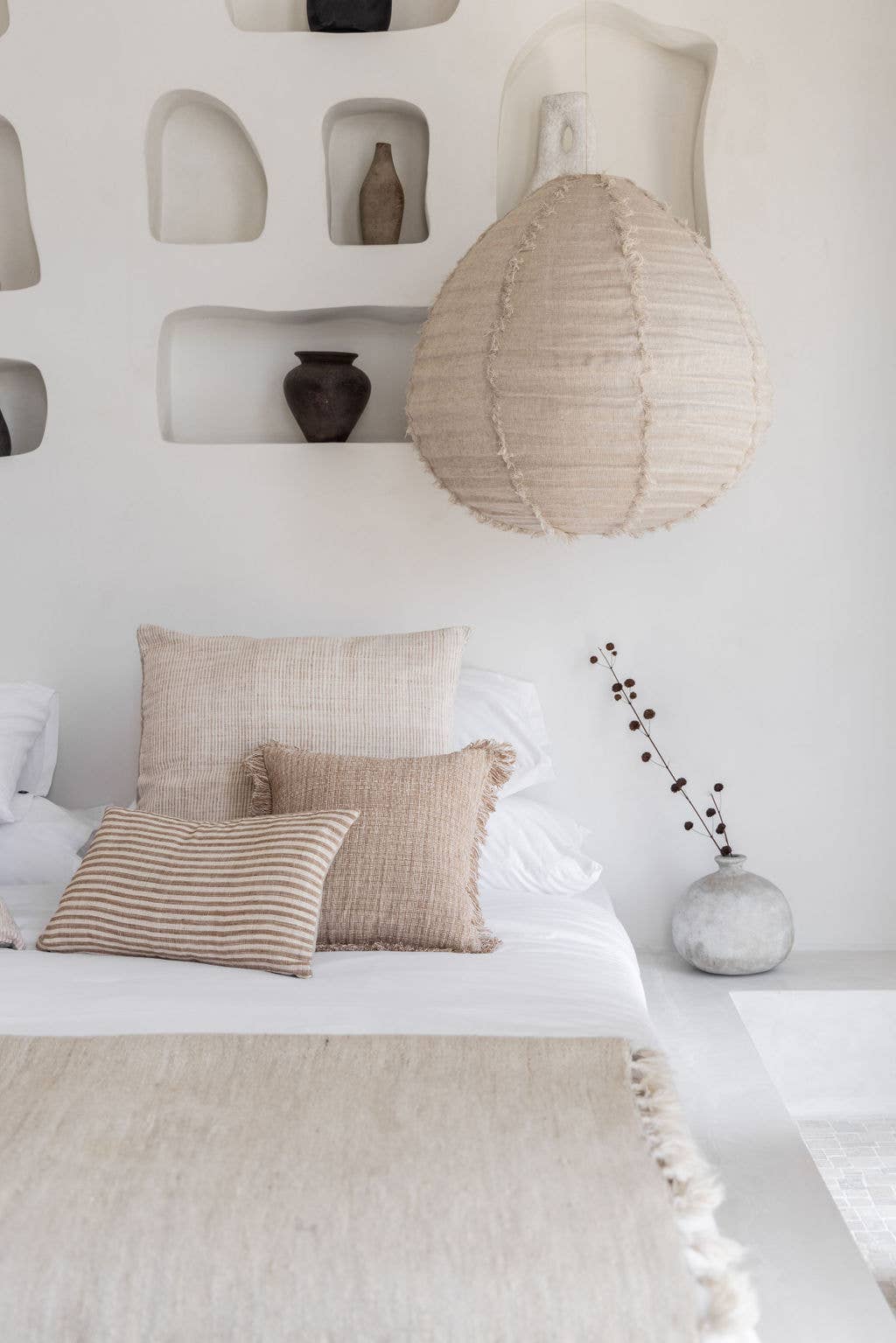 Linen Light Shade - Parlour Shape in Taupe Linen: Taupe / 35cm / Fringed