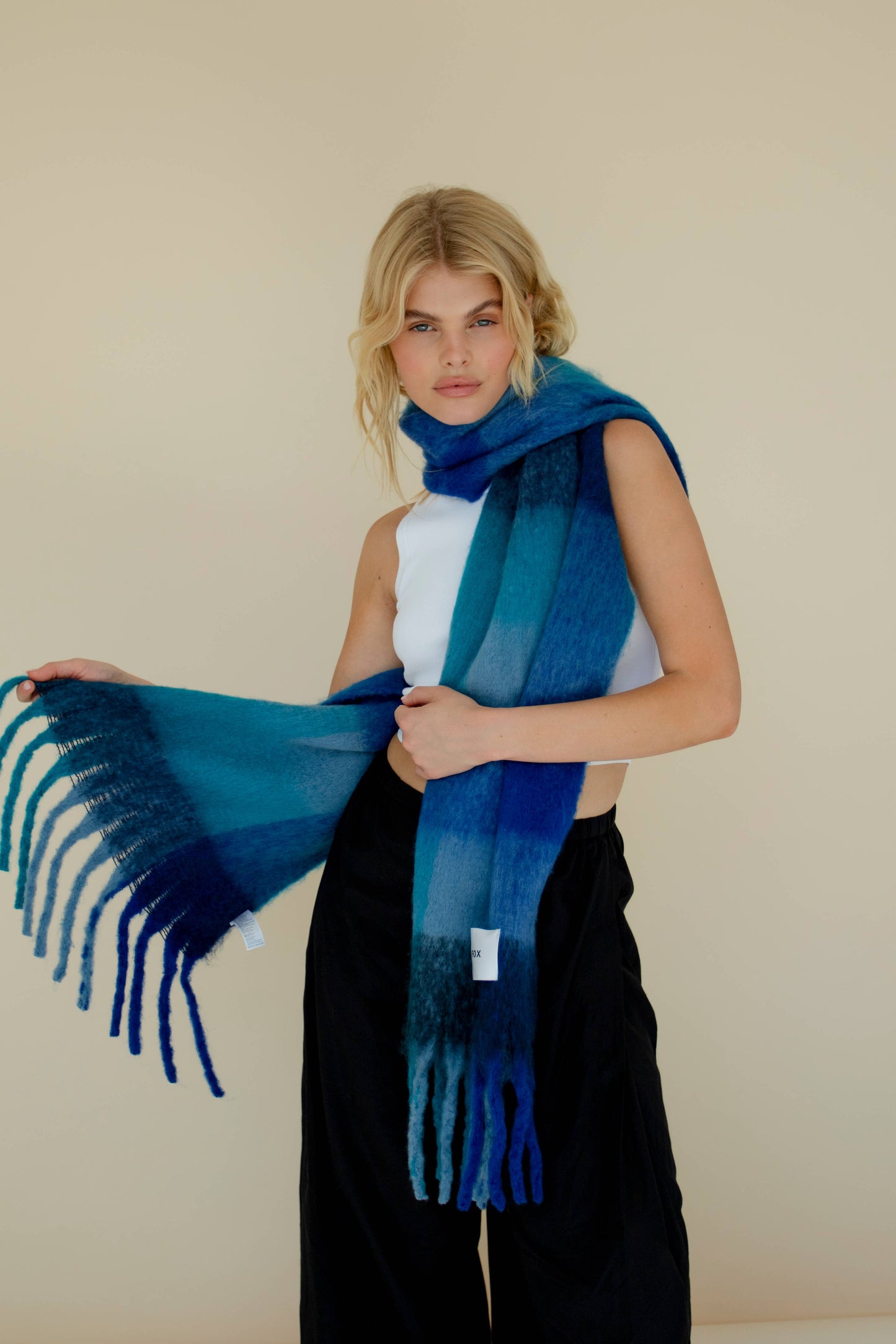 The Reykjavik Scarf - 100% Recycled - Blue Check - AW24